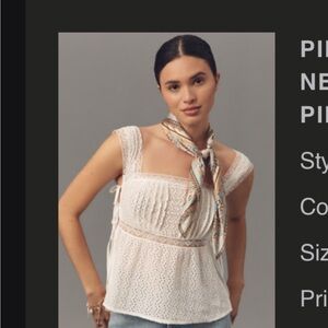 BNWOT PILCRO SQUARE-NECK COTTON PINTUCK BLOUSE